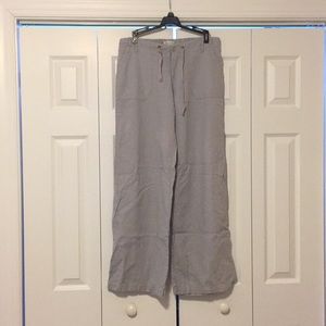 Grey linen wide leg pants